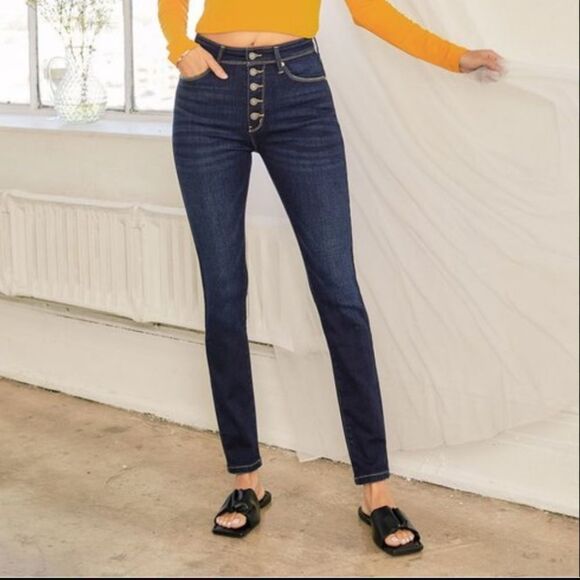 NWT KanCan Dark Wash Jeans NEW Eden dark wash button up - Picture 3 of 12